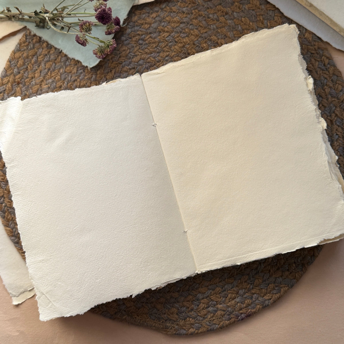 A5 Deckle Edge Art Book –  ivory Flower
