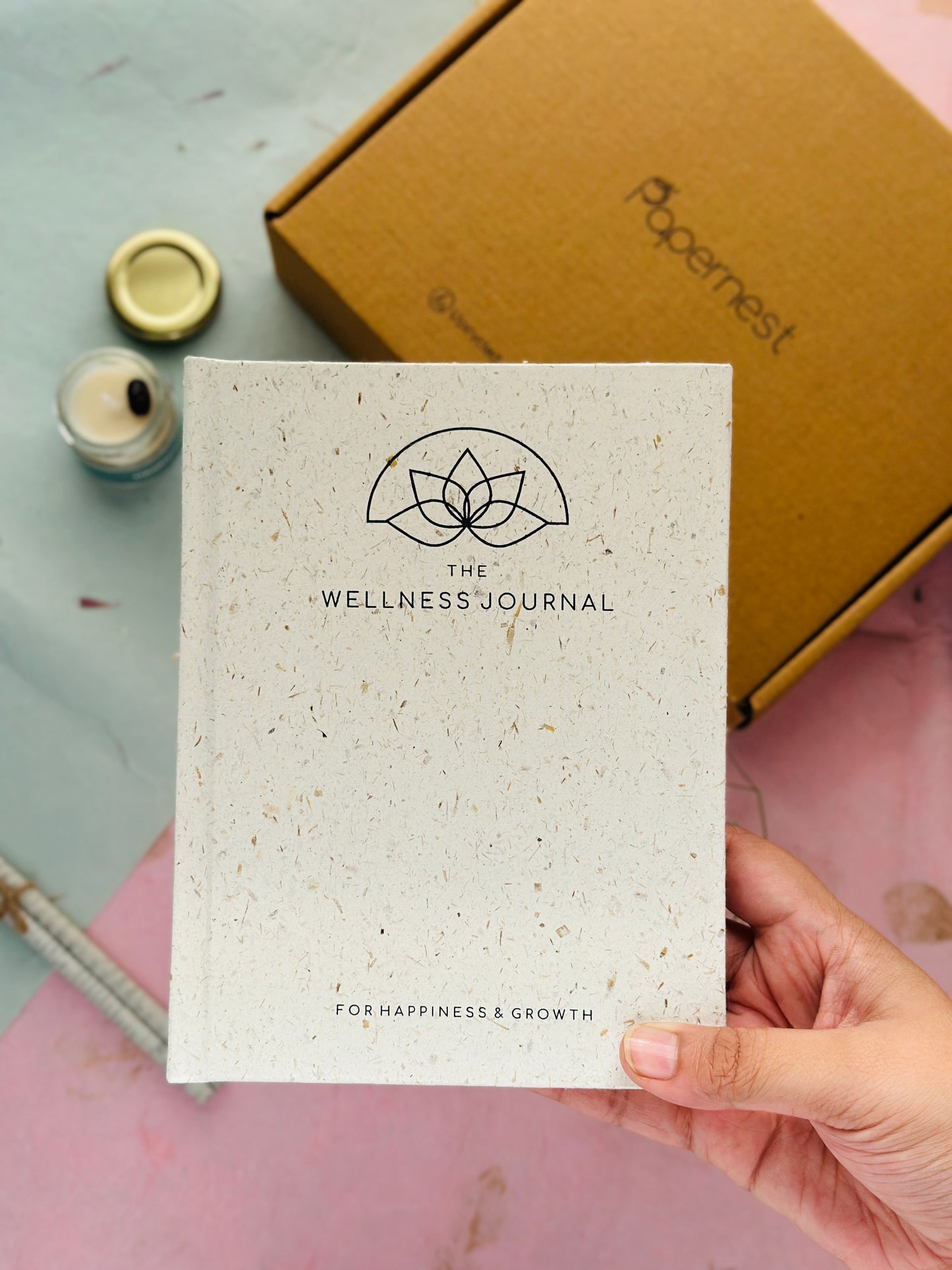 Handmade Paper Gift Hamper with "Wellness For You" Printed Diary