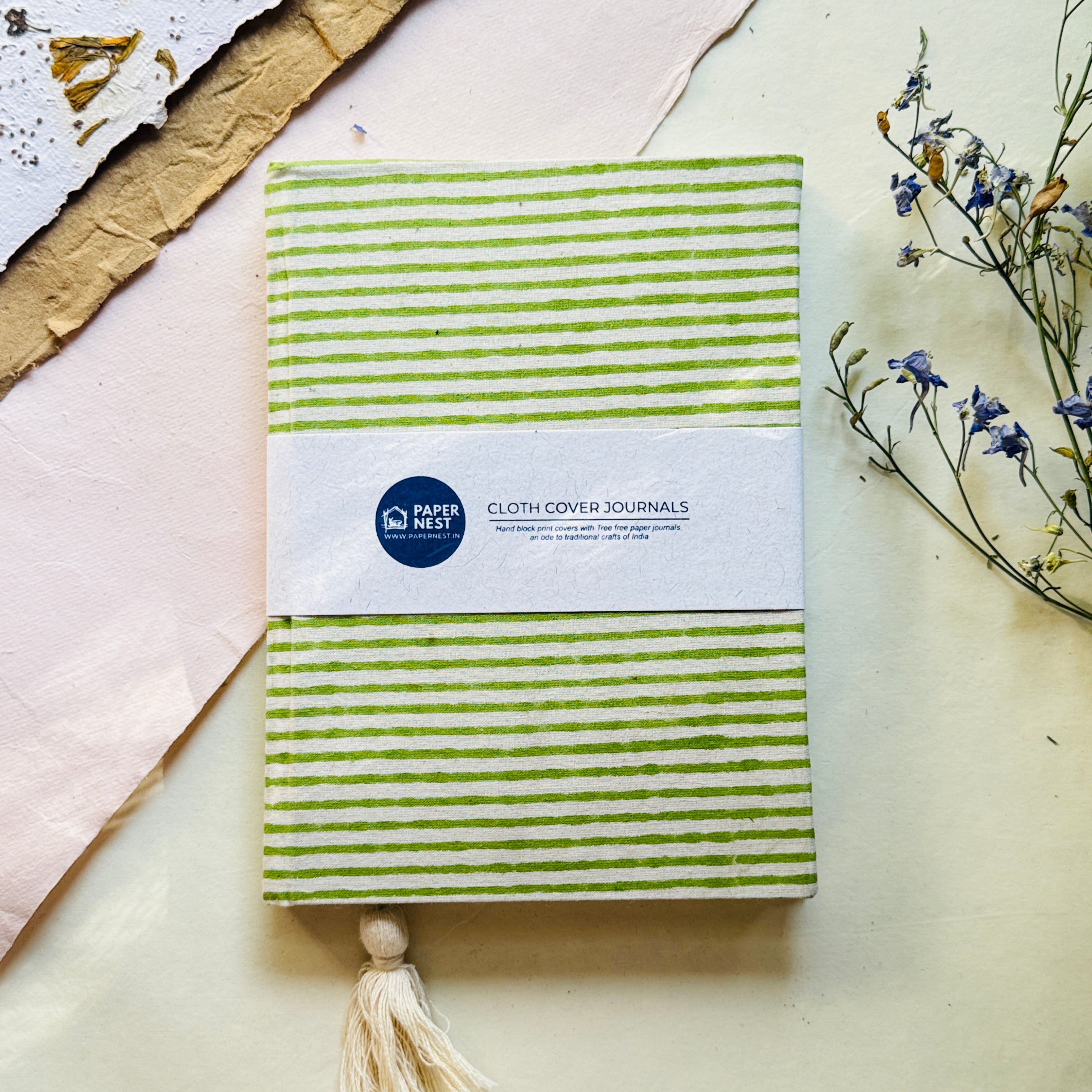 Handmade cloth cover Journal – Olive Grove