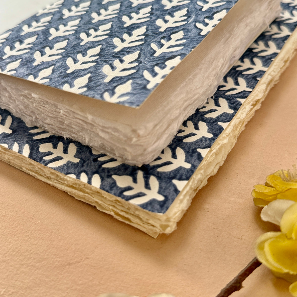 Block Print Deckle Edge ART Journals - True Blue ( set of 2)