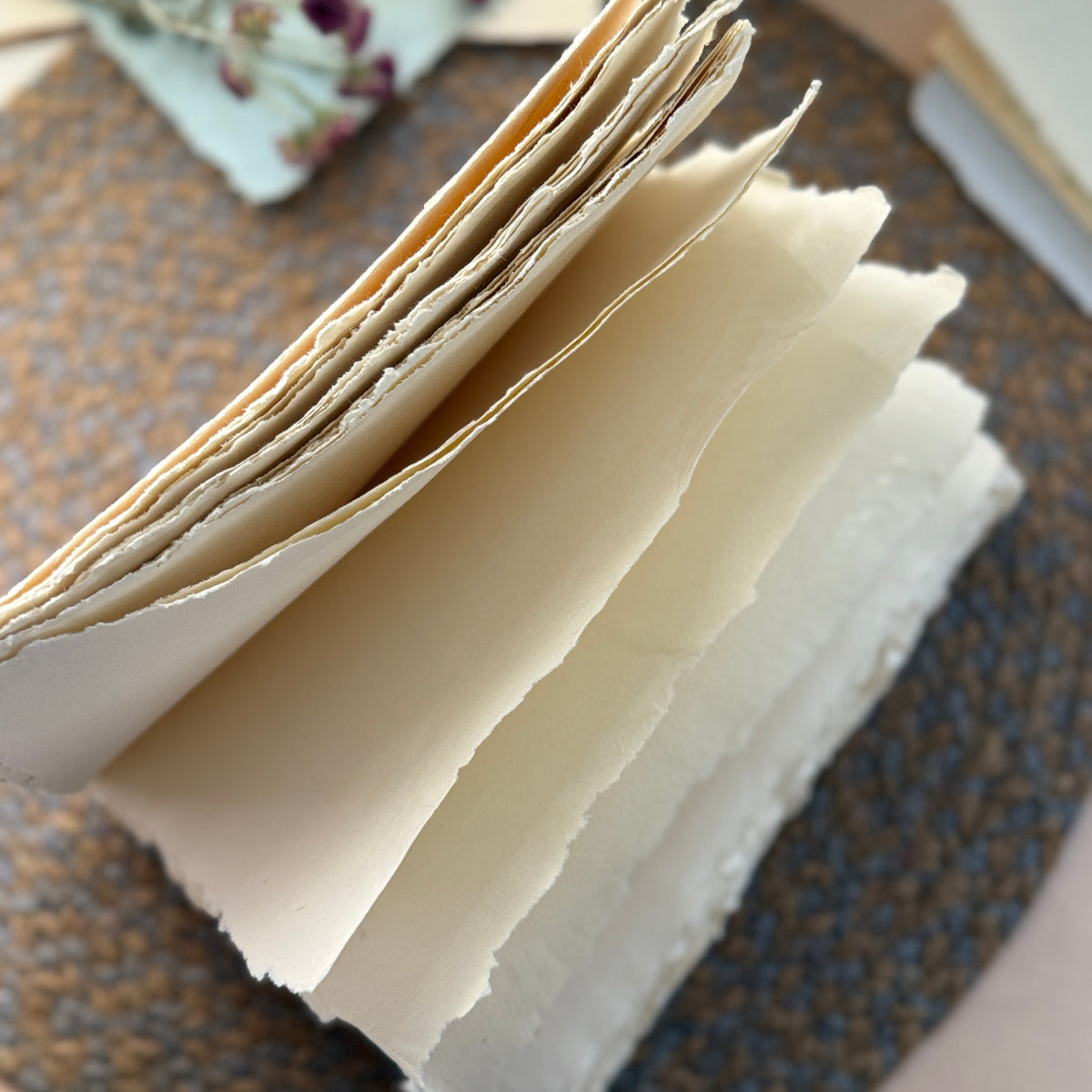 A5 Deckle Edge Art Book –  ivory Flower