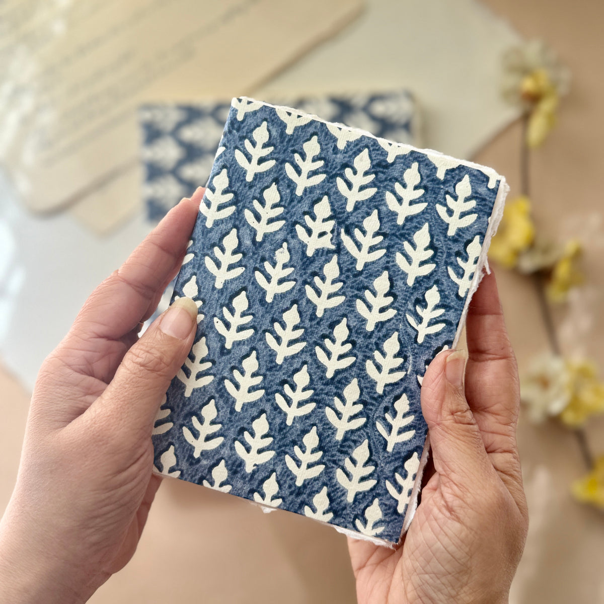 Block Print Deckle Edge ART Journals - True Blue ( set of 2)