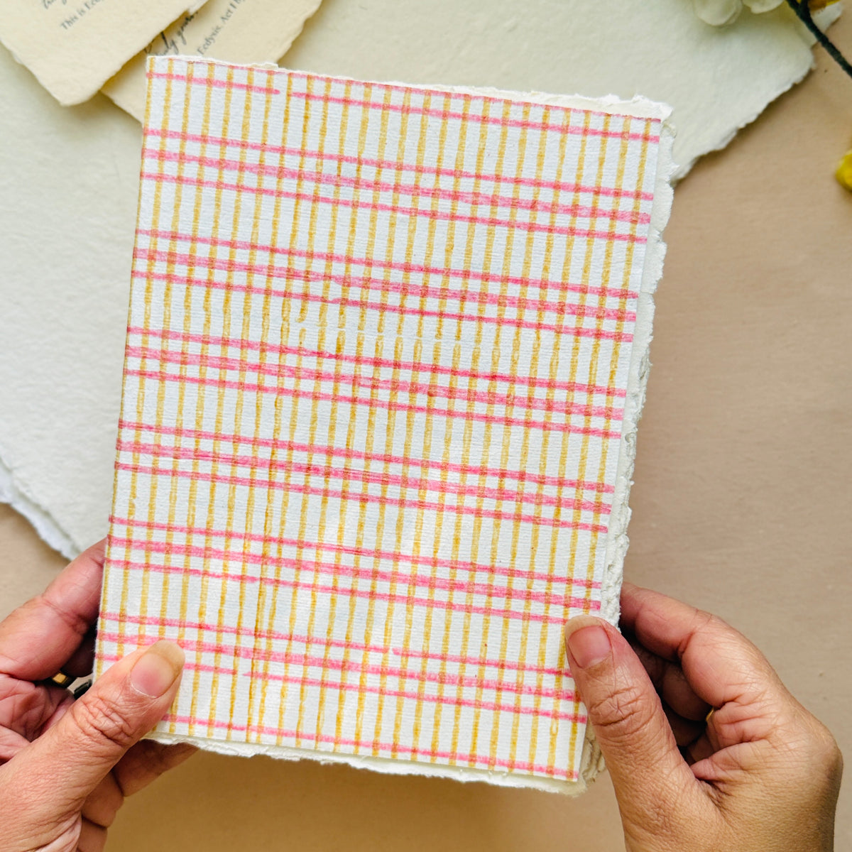 B5 Block Print Cover Deckle Edge Journal- Checkmate