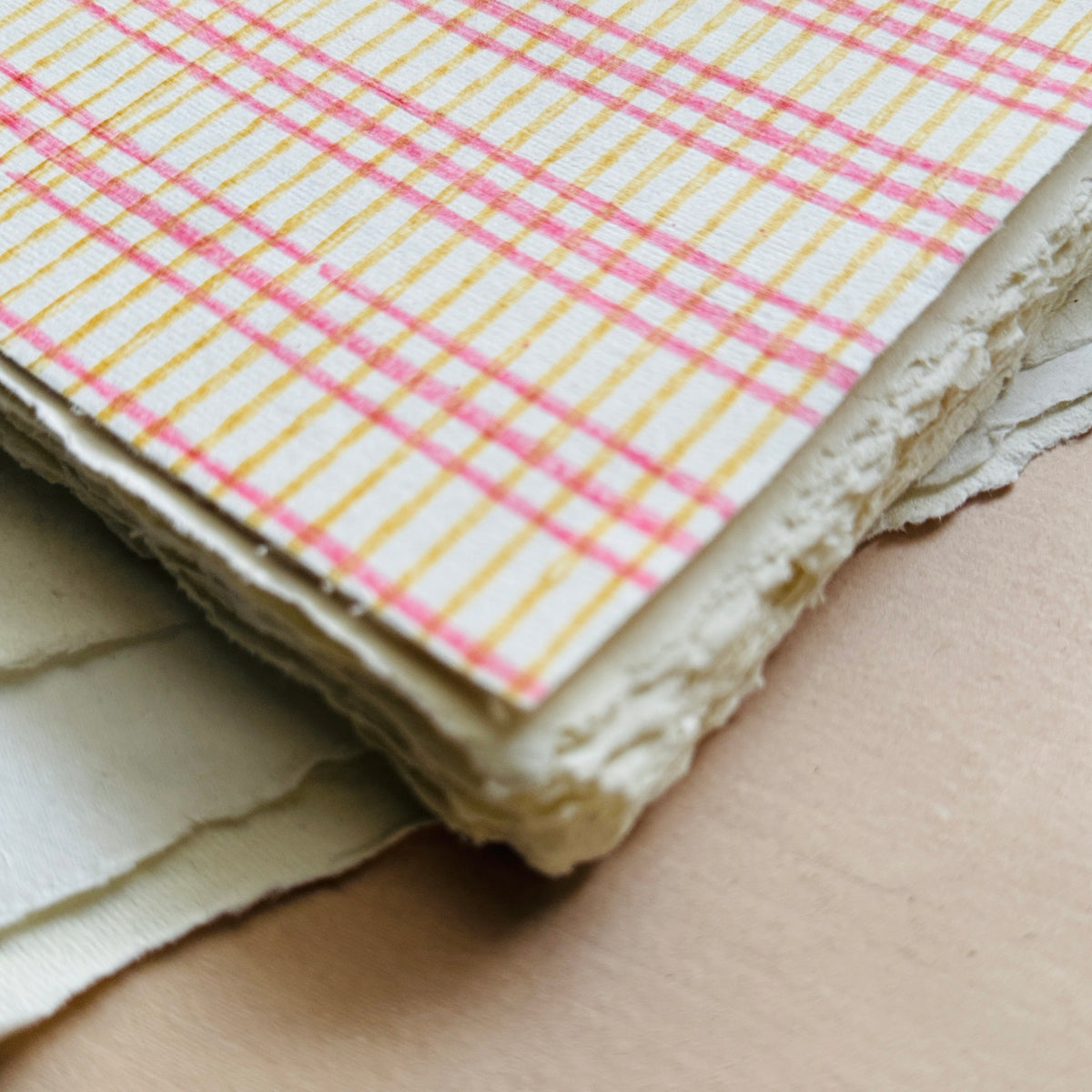 B5 Block Print Cover Deckle Edge Journal- Checkmate