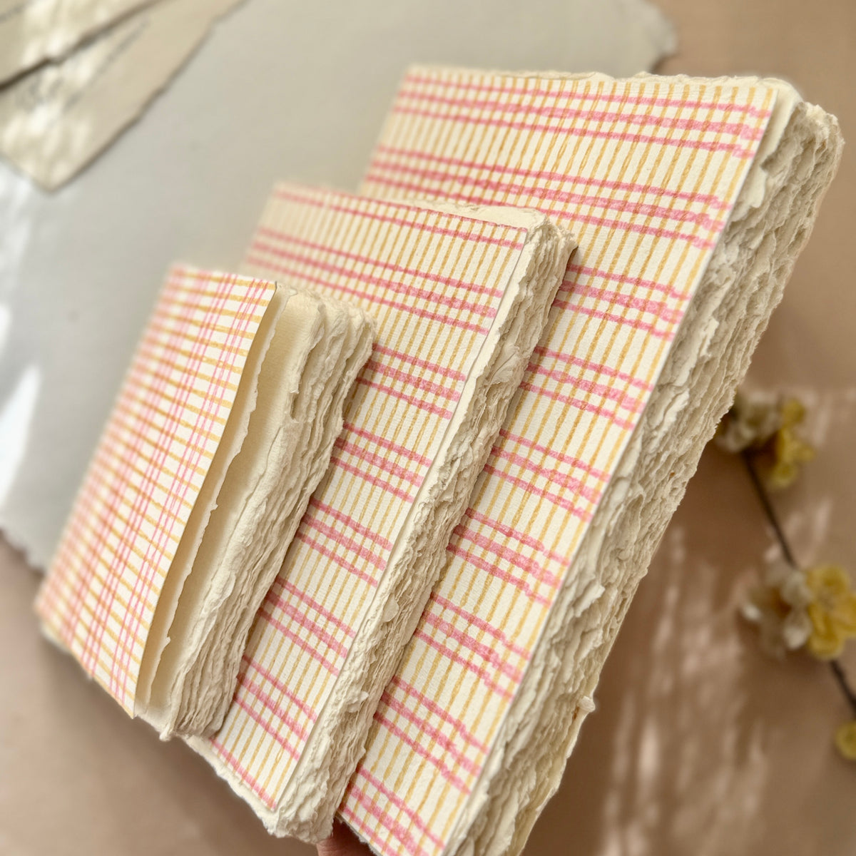 Block Print Cover Deckle Edge Journals - Hello Yellow (set of 3)