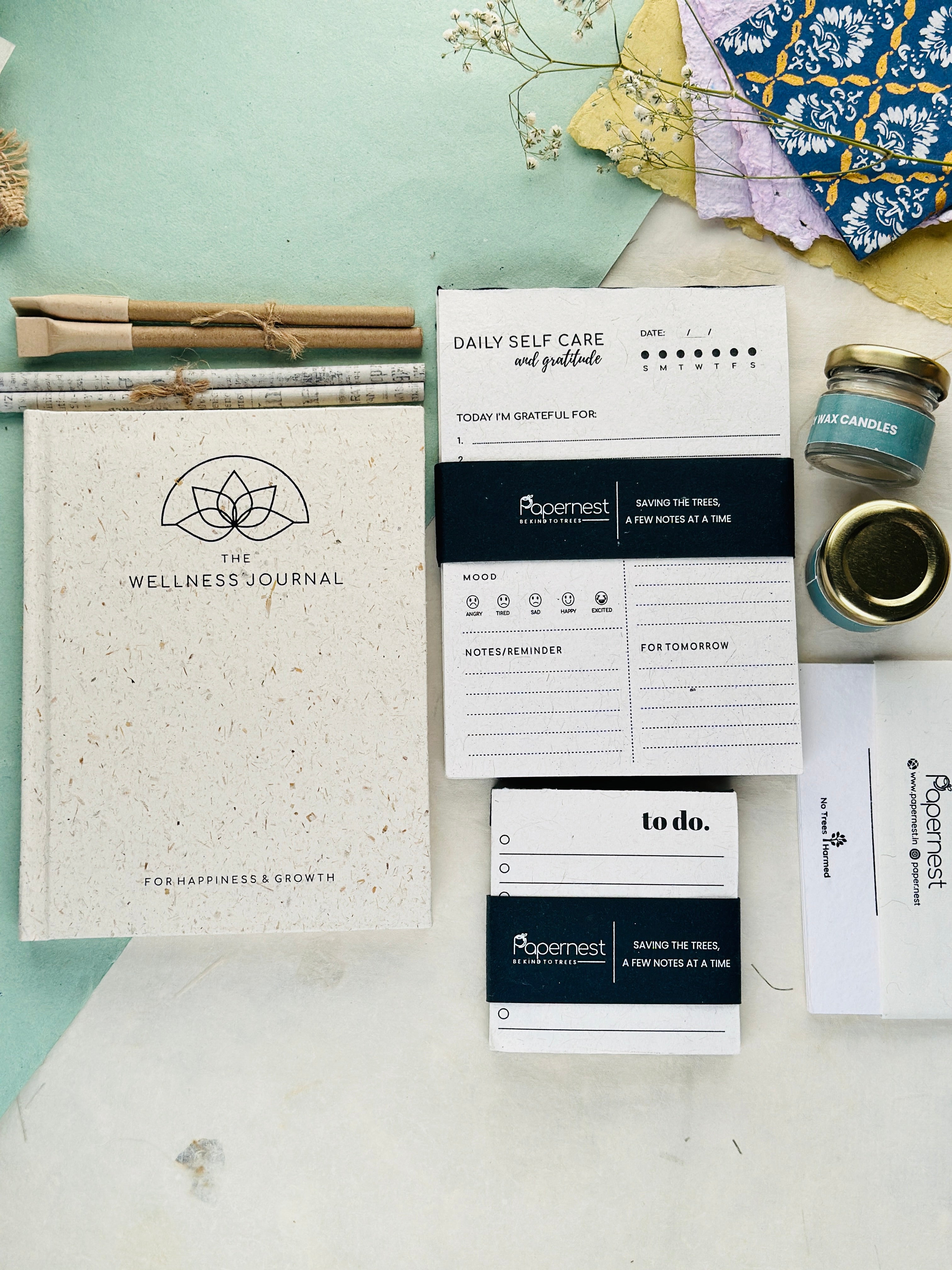 Handmade Paper Corporate Gift Hamper with "Wellness For You" Printed Diary