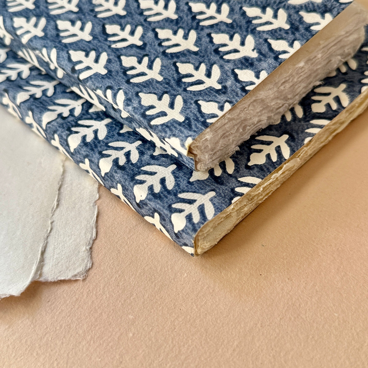 Block Print Deckle Edge ART Journals - True Blue ( set of 2)