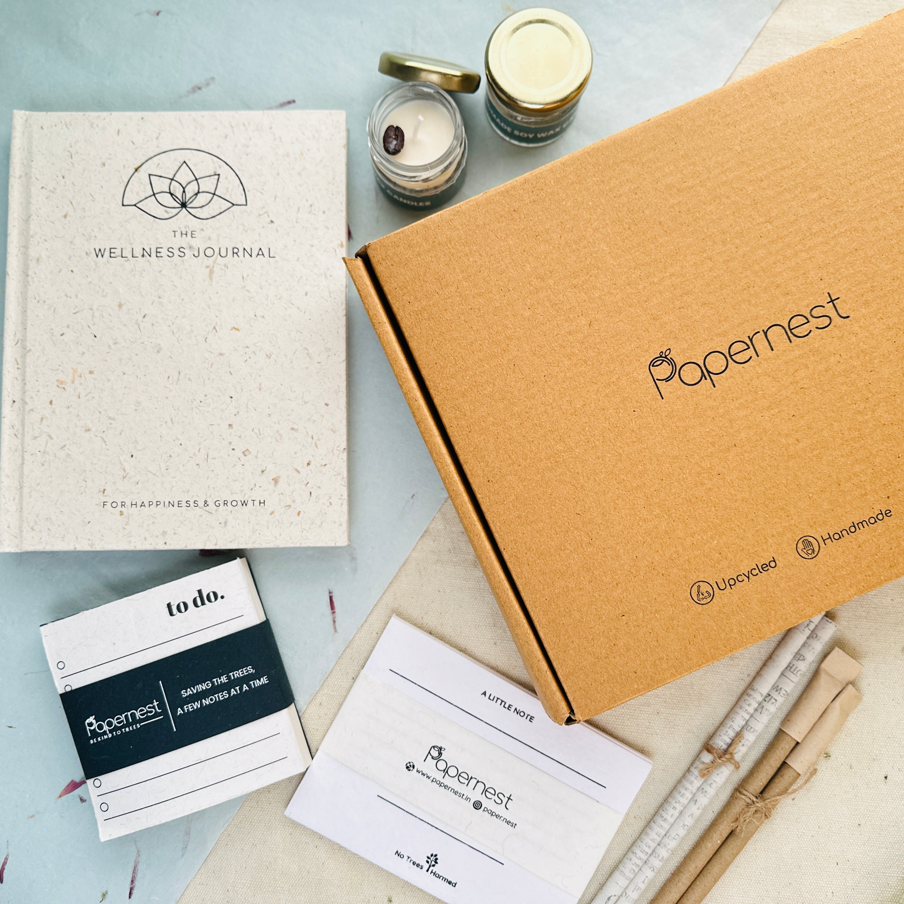 Handmade Paper Corporate Gift Hamper with "Wellness For You" Printed Diary