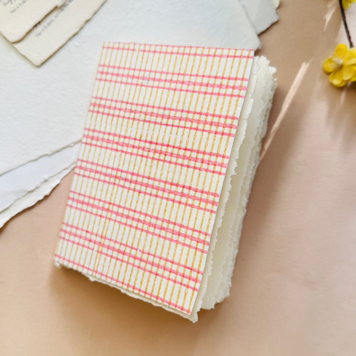B5 Block Print Cover Deckle Edge Journal- Checkmate