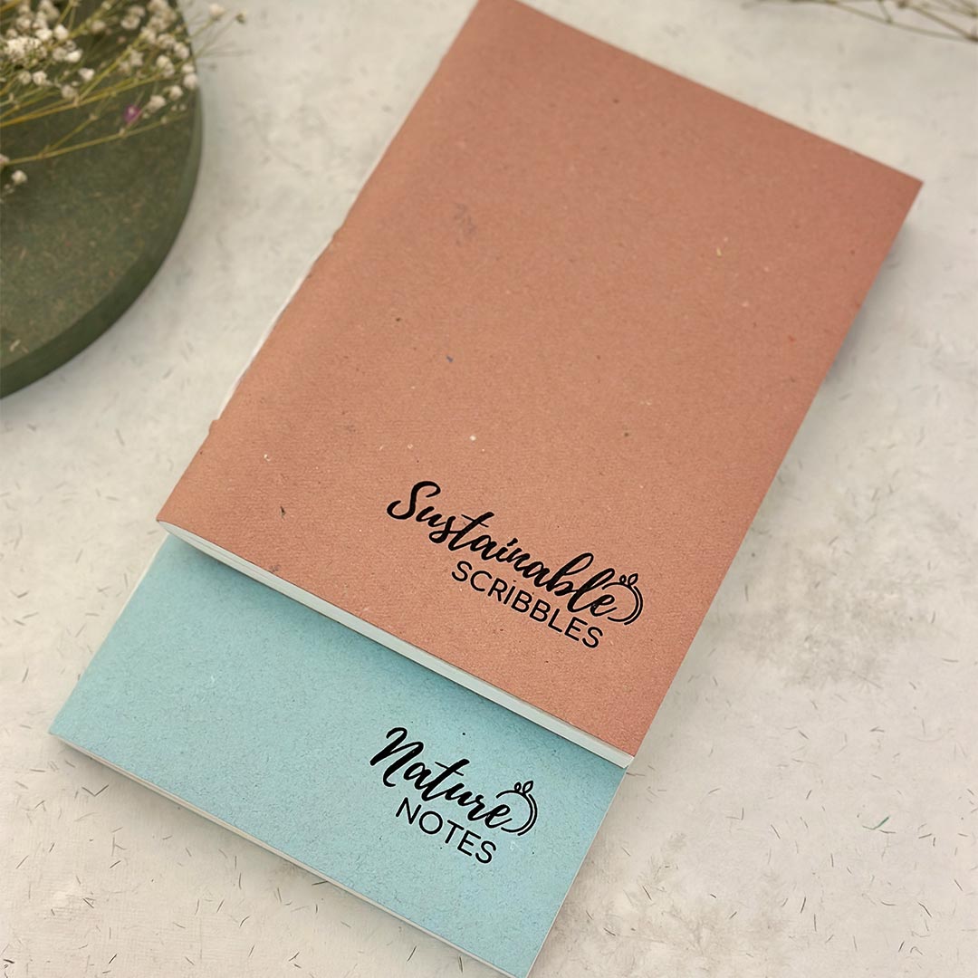 Handmade Notebooks| Notes & Notions, A5 set of 2, Blush & Blue, Blank notebooks