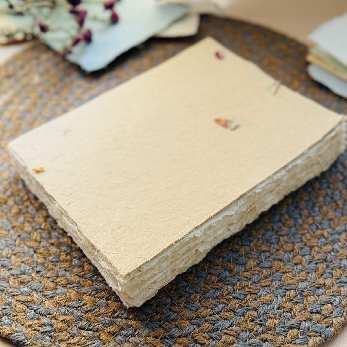A5 Deckle Edge handmade Art Book – Rose petals cover