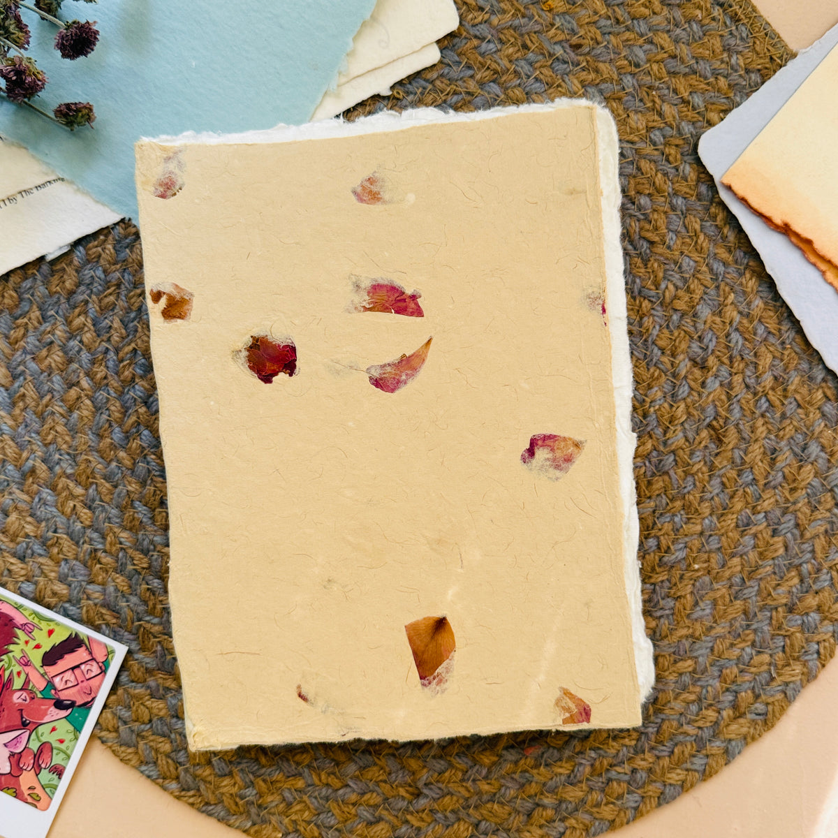 A5 Deckle Edge handmade Art Book – Rose petals cover