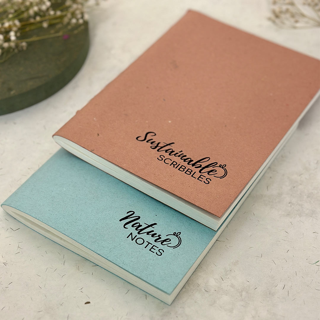 Handmade Notebooks| Notes & Notions, A5 set of 2, Blush & Blue, Blank notebooks