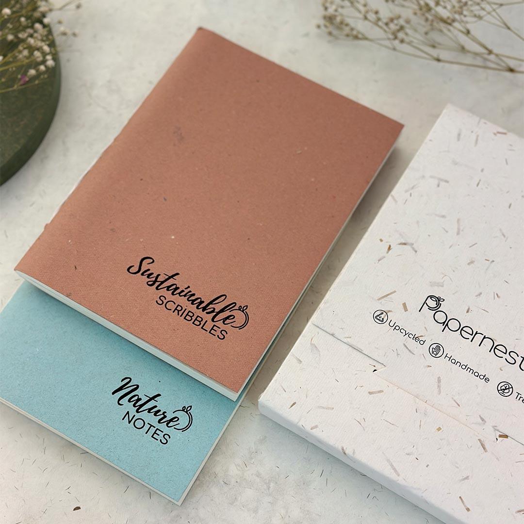 Handmade Notebooks| Notes & Notions, A5 set of 2, Blush & Blue, Blank notebooks