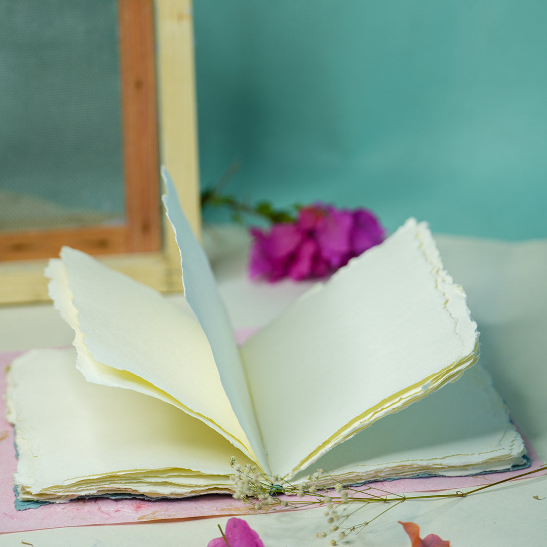 Buy Handmade Deckle Edge Paper Notebook with Tropical flower – Papernest